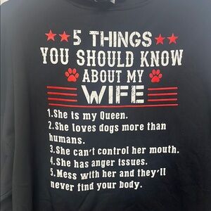 FUNNY WIFE Men’s Jerzees Black Hoodie Sweatshirt 4X